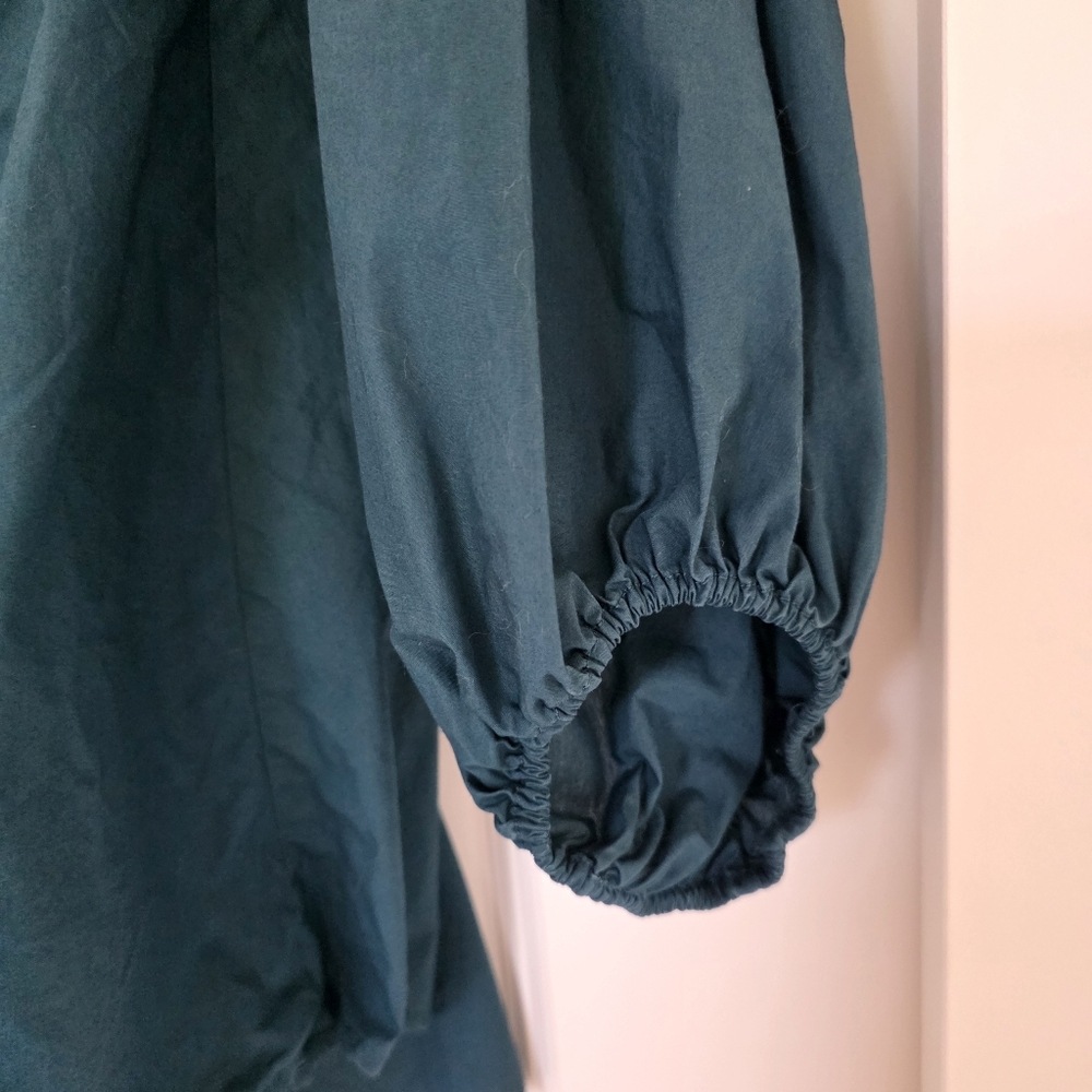 Free People Deep Teal Long Sleeve Shirt Dress Size M - Picture 5 of 6